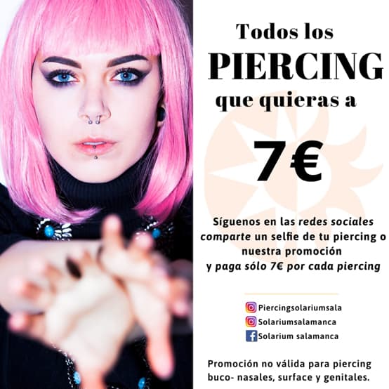 Promoción piercing septiembre a 7 euros
